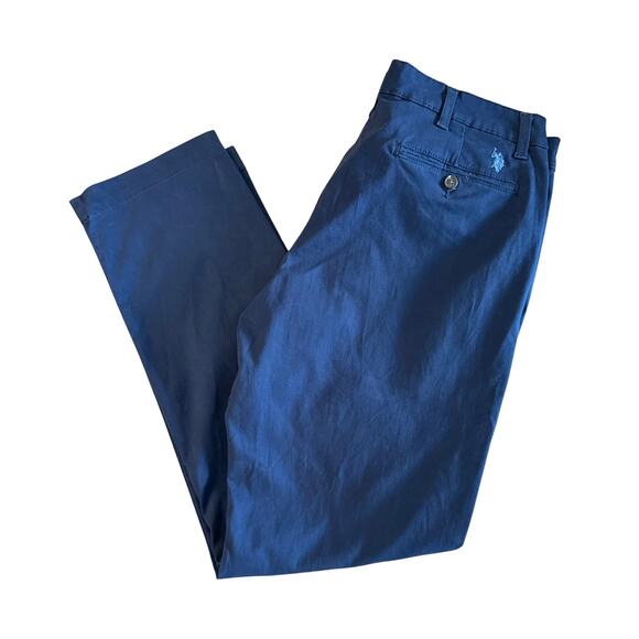 NWT U.S. Polo Assn | Autumn Navy Blue Slim Straight Chino Pants | Men’s 38x32 - Picture 5 of 9